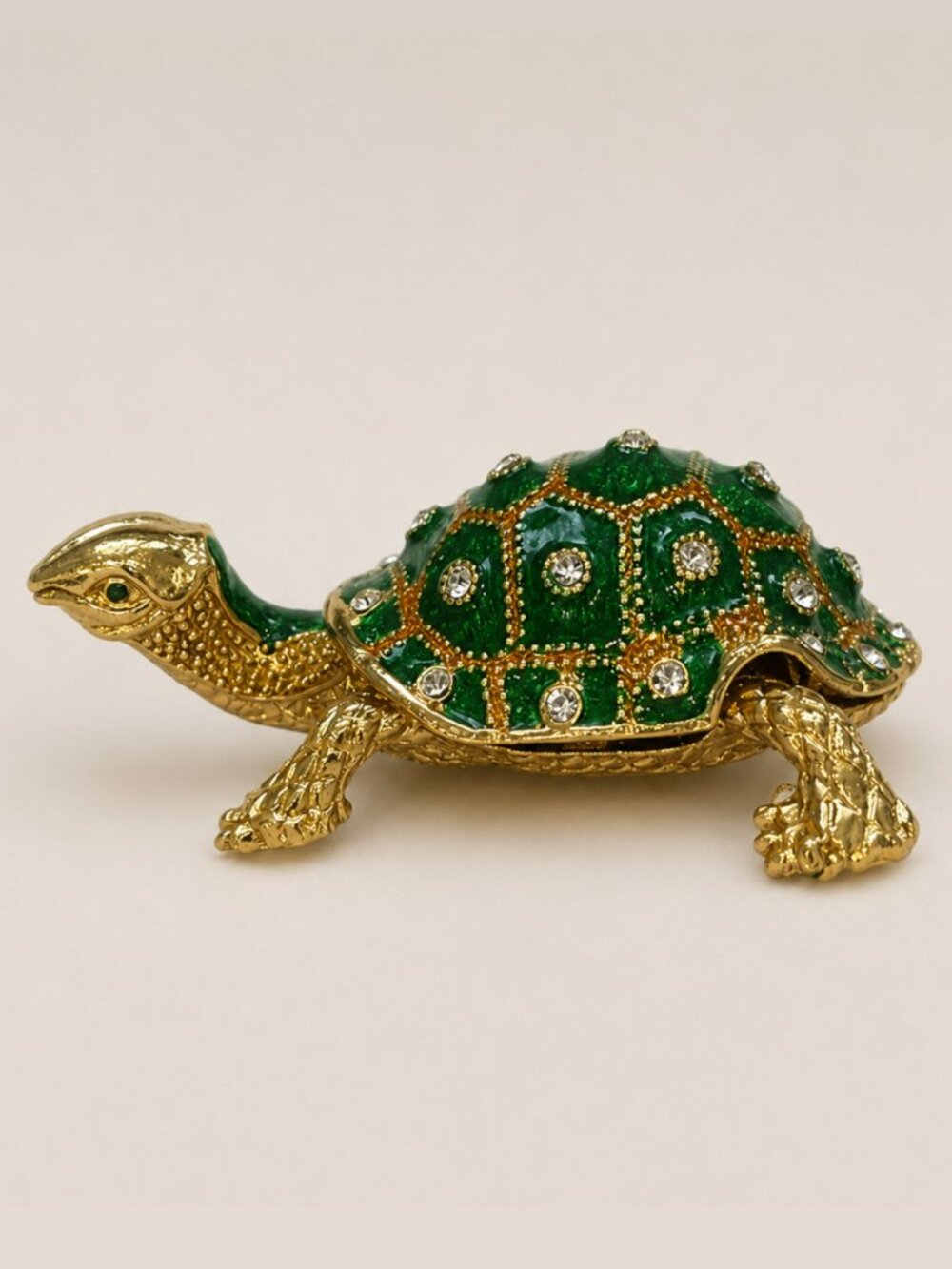Jeweled Turtle Hinged Trinket Box NIB Enamel Rhinestone Décor NIB